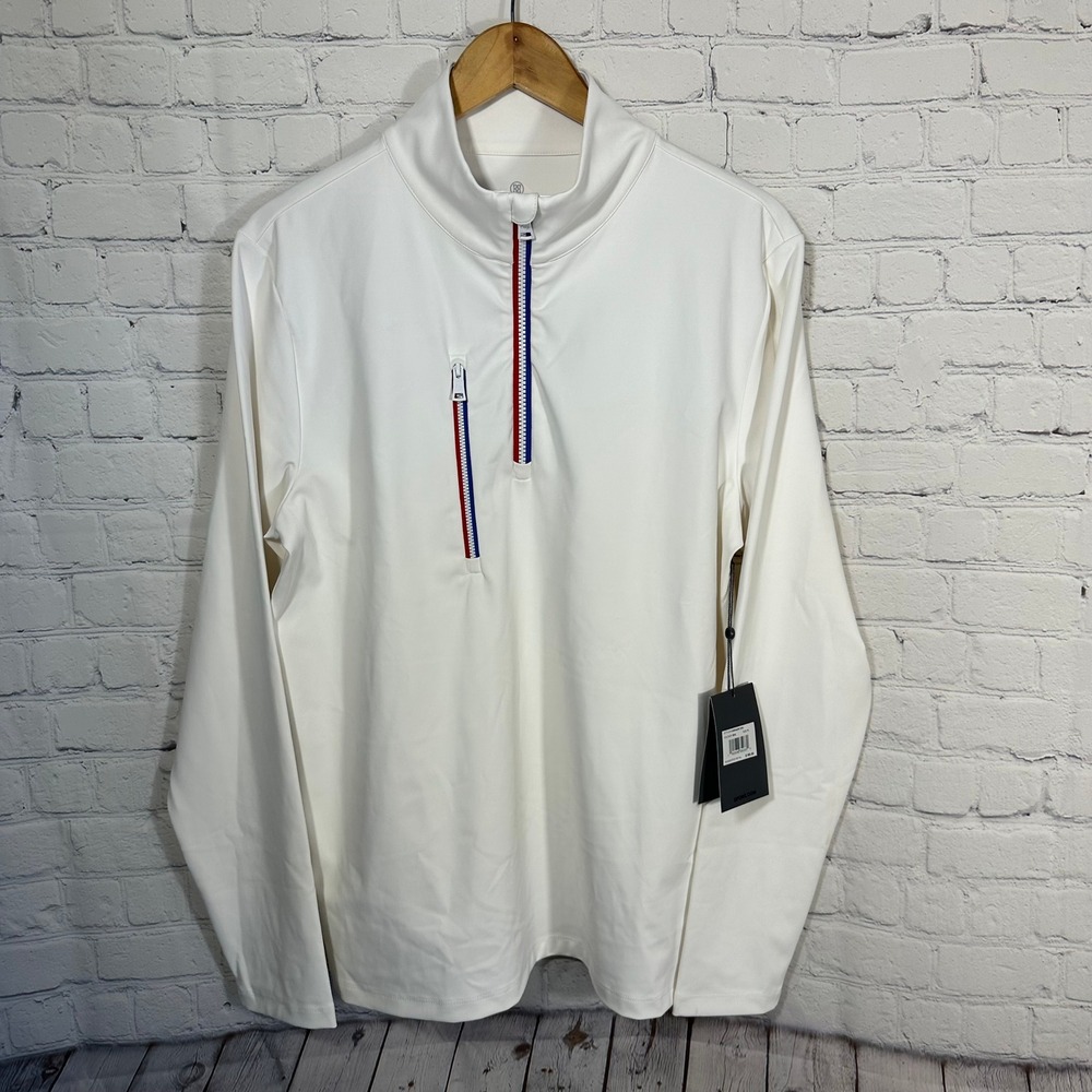 G/FORE‎ Mens Quarter Zip Tech Pullover Snow White G4MA23K125U Medium NWT